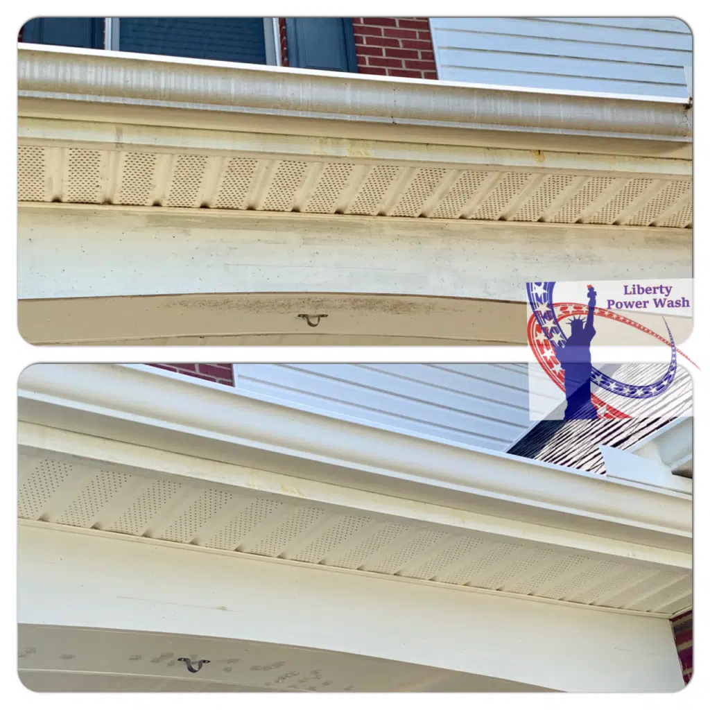 Gutter and Soffit Cleaning in Preparation for Holiday Lighting Gutter and soffit cleaning
