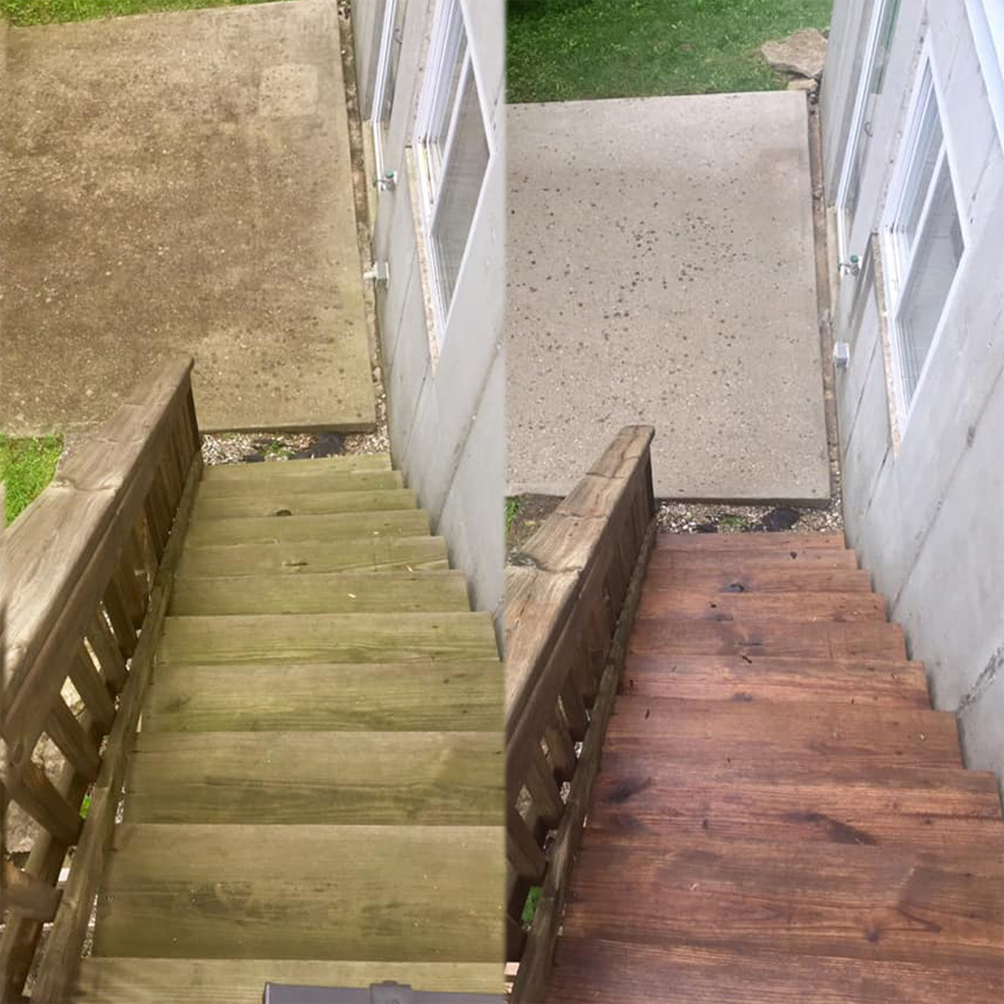 Deck Cleaning in Newport, KY Deck pressure washing before and after