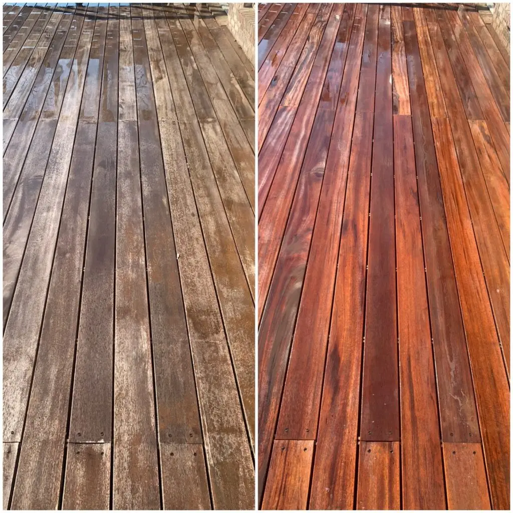 Deck cleaning before and after in Edgewood, KY