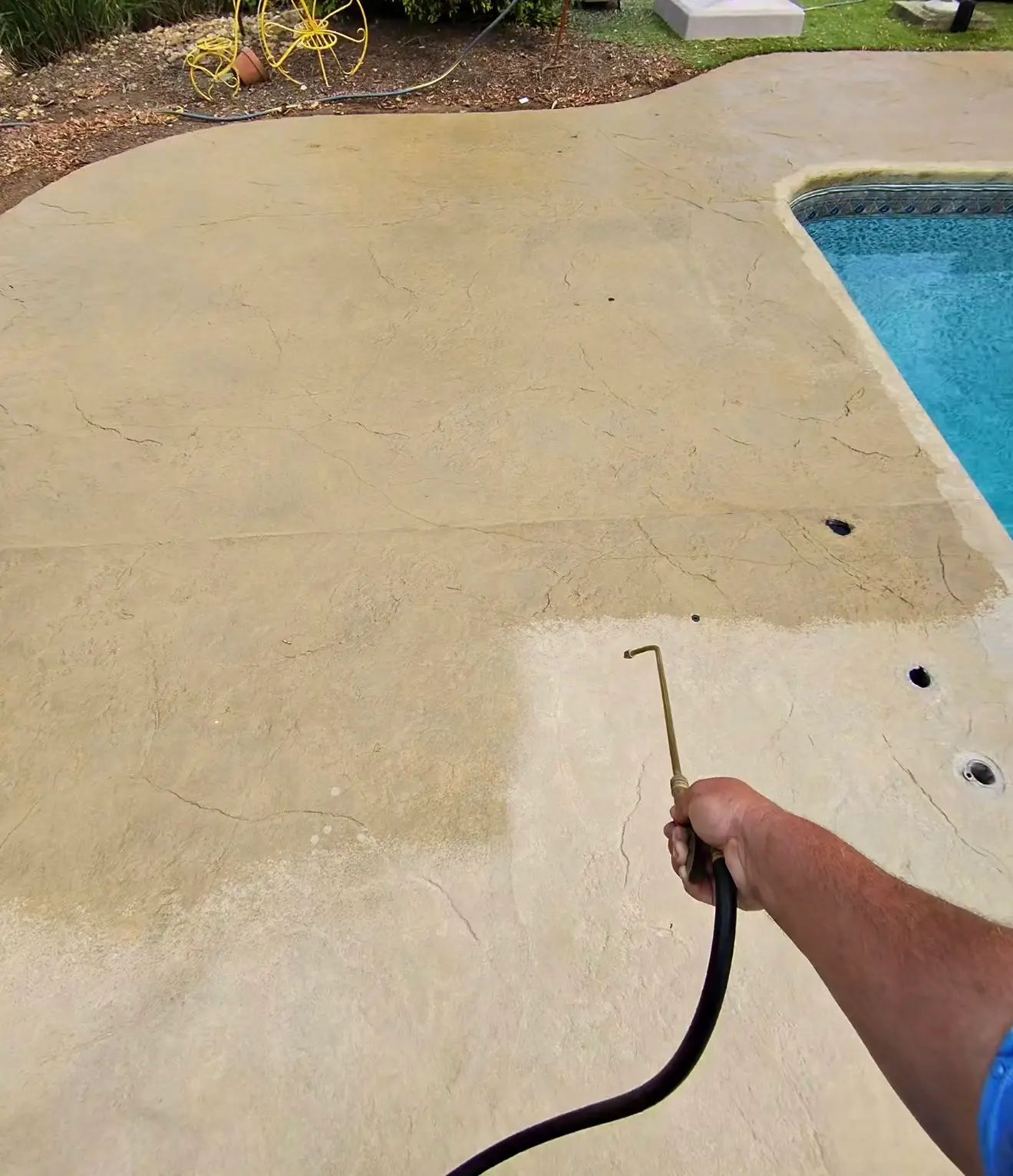Concrete Sealing Penetrating concrete sealer applied to a pool deck in Union, KY