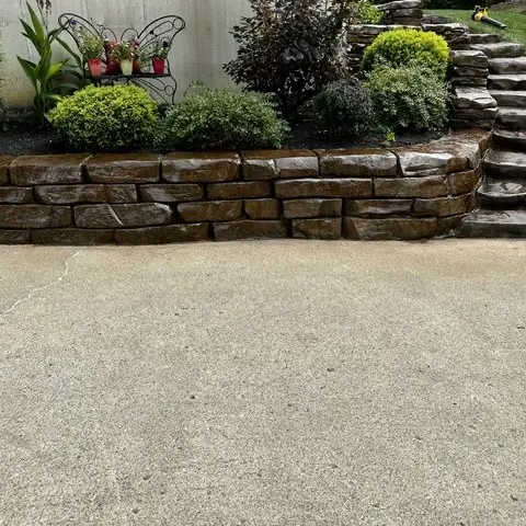 Concrete Sealing Retaining wall after sealing with wet look finish in Delhi, OH