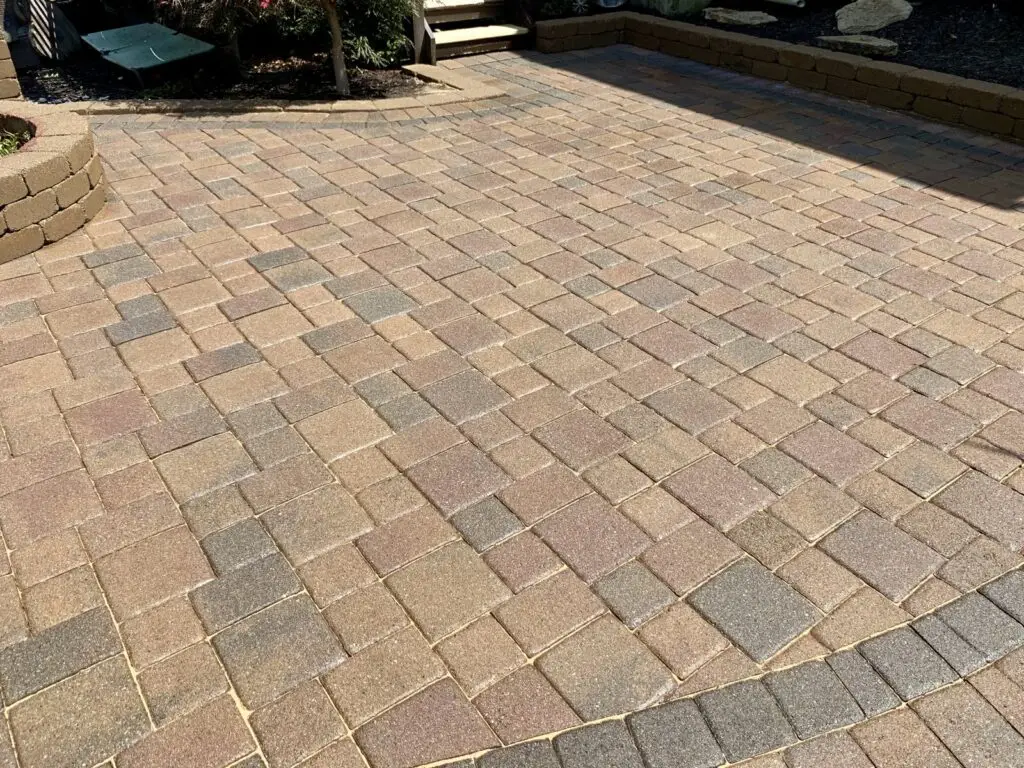 Sealed paver patio with deck and pool area in Cold Spring, KY