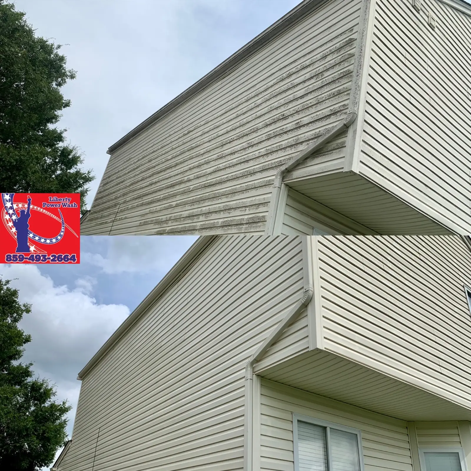 Siding soft washing before and after in Covington, KY