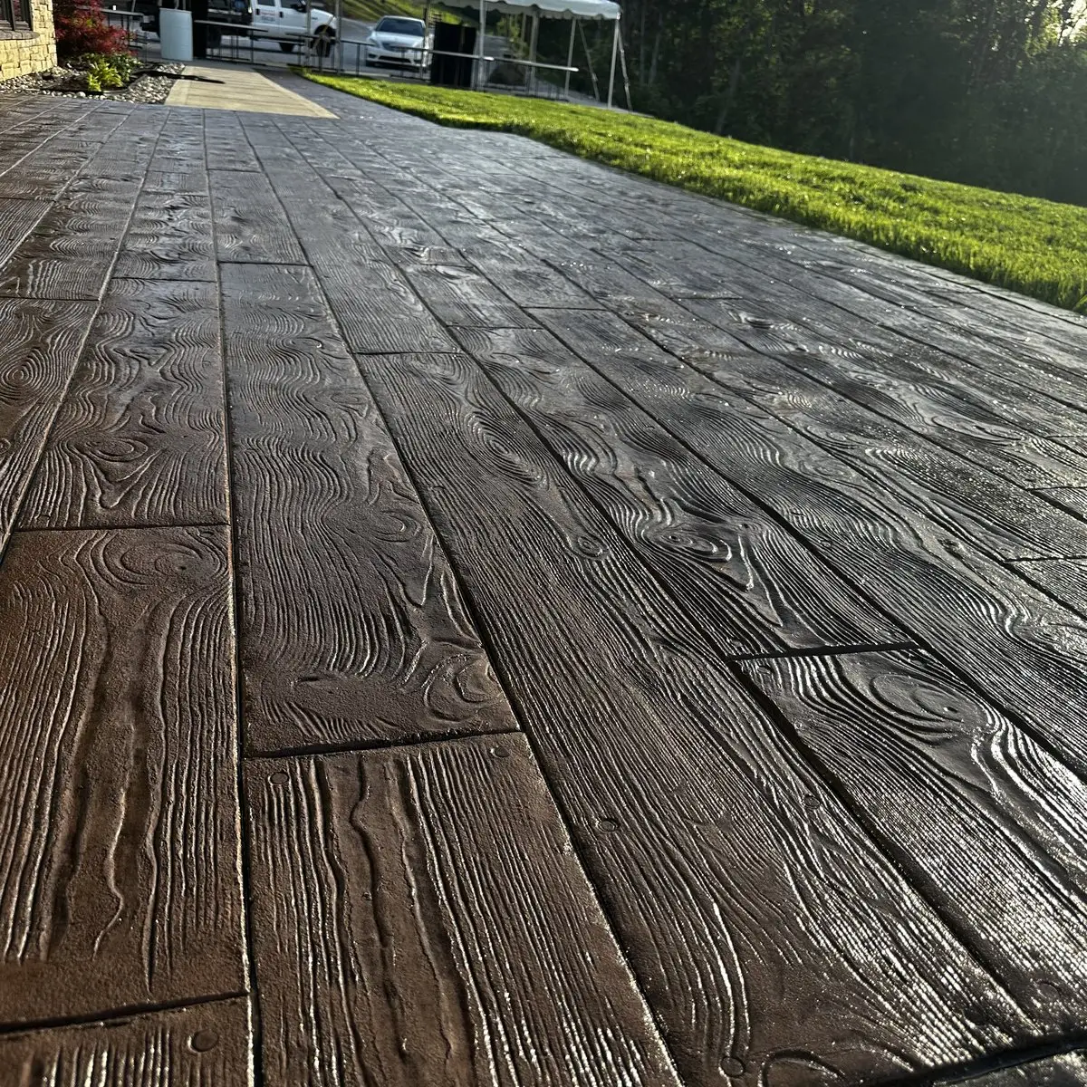 Concrete Sealing Wood stamped concrete patio sealed in Erlanger, KY